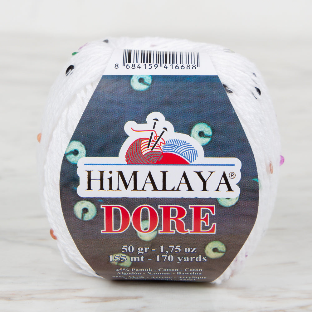 Himalaya Dore Pullu Beyaz El Örgü İpl - 61402